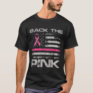 Camiseta Back The Pink American Flag Breast Cancer Awarenes