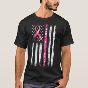 Camiseta Back The Pink Ribbon American Flag Breast Cancer A