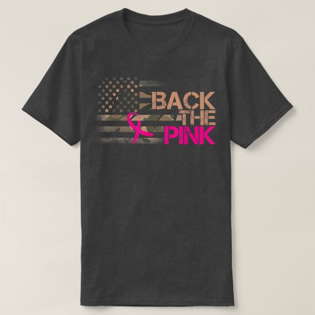 Camiseta Back the Pink Ribbon Camoue American Flag Bret C (Diseño del anverso)