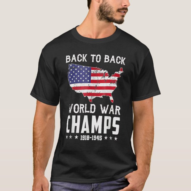 Camiseta Back To Back Undefeated World War Champs - 4th Of  (Anverso)