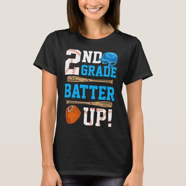 Camiseta Back To School 2nd Grade Batter Up Baseball First  (Anverso)