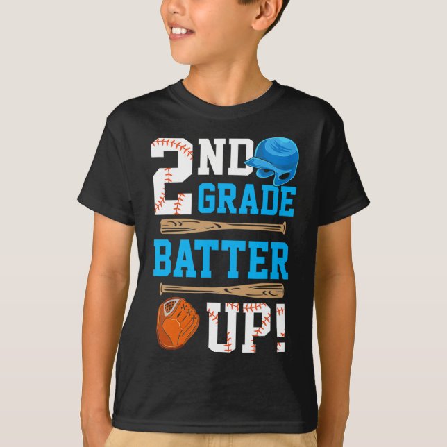Camiseta Back To School 2nd Grade Batter Up Baseball First  (Anverso)