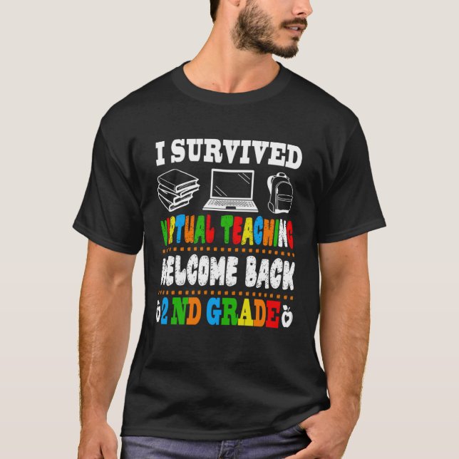 Camiseta Back To School 2nd Grade I Survived Virtual Teachi (Anverso)