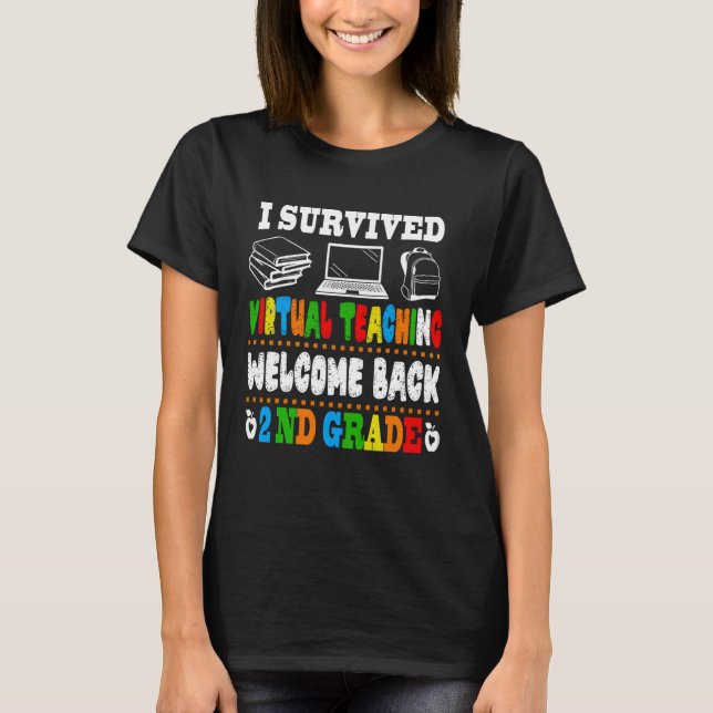 Camiseta Back To School 2nd Grade I Survived Virtual Teachi (Anverso)