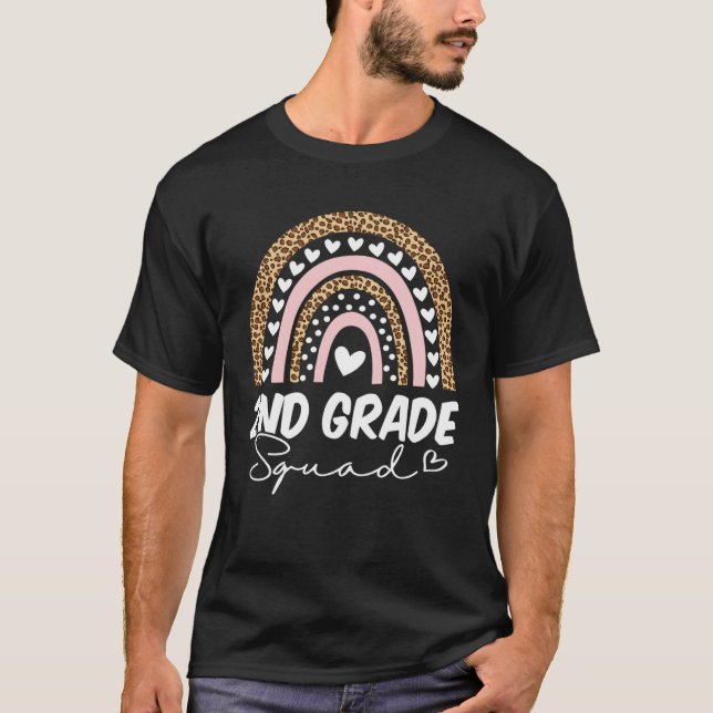 Camiseta Back To School  2nd Second Grade Squad Rainbow Tea (Anverso)
