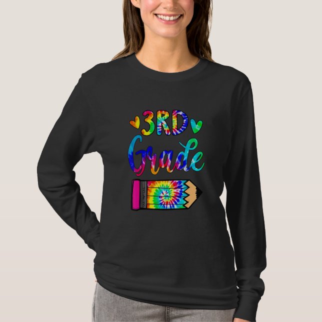 Camiseta Back To School   3rd Grade Teacher Pencil Tie Dye (Anverso)