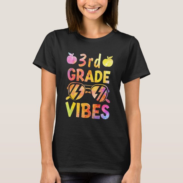 Camiseta Back to School 3rd Grade Vibes Tie Dye Teacher Kid (Anverso)