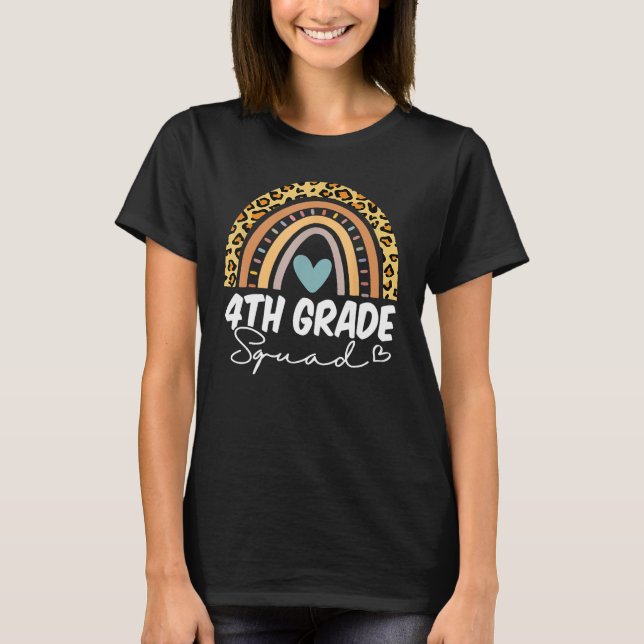 Camiseta Back To School 4th Fourth Grade Squad Rainbow Teac (Anverso)