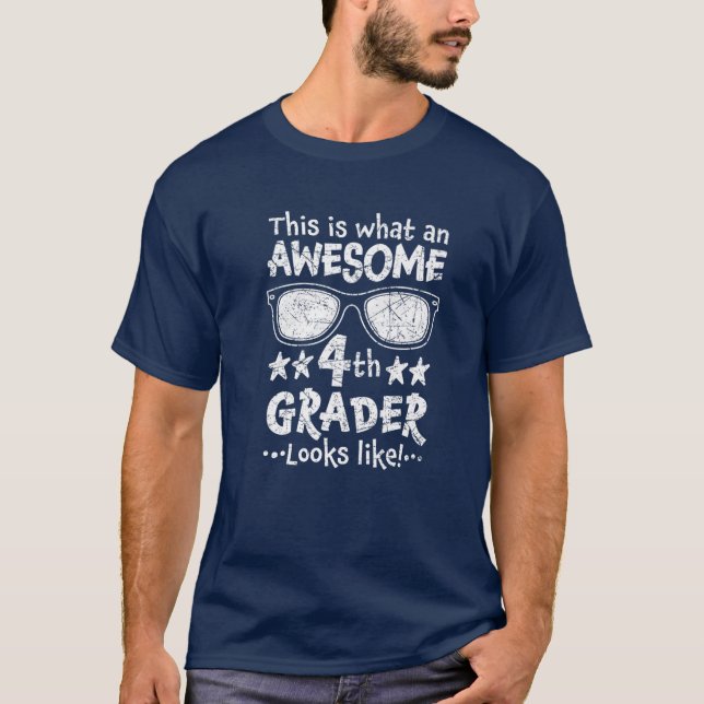 Camiseta Back To School 4Th Grade Awesome Fourth Grader Loo (Anverso)
