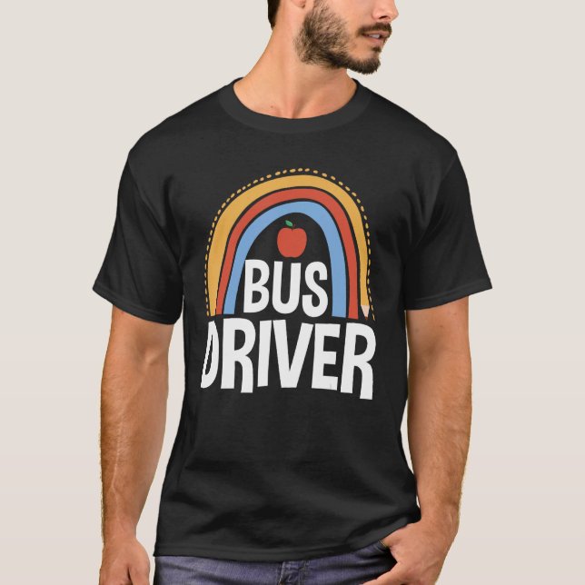 Camiseta Back To School Appreciation Boho Rainbow Bus Drive (Anverso)