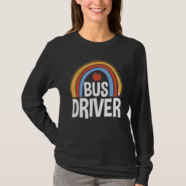 Camiseta Back To School Appreciation Boho Rainbow Bus Drive (Anverso)