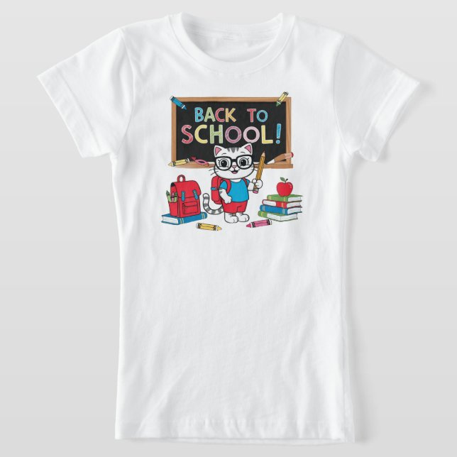 Camiseta Back to School Cute Cat T-Shirt – Fun Kids Design  (Distribución)