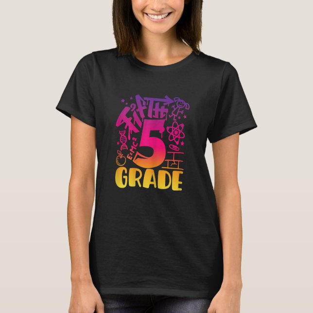 Camiseta Back To School Fifth 5th Grade Teacher Girls Graff (Anverso)
