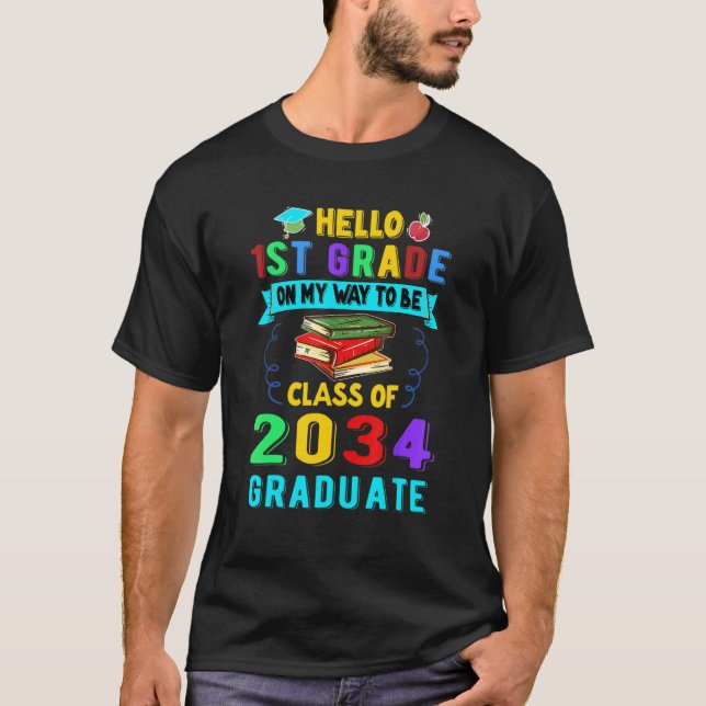Camiseta Back to School First Day Of First Grade Hello Kids (Anverso)