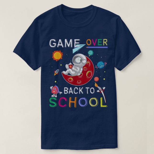 Camiseta Back to School Funny Game Over Teacher Student Ast (Diseño del anverso)