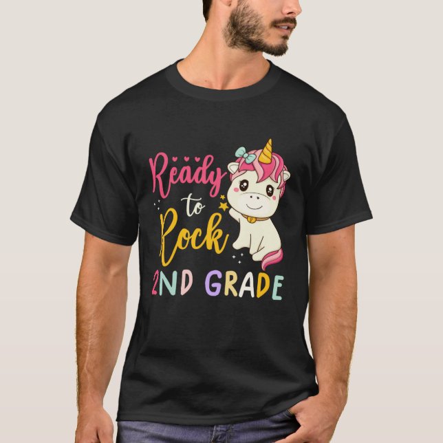 Camiseta back to school  girls ready to rock 2nd grade Unic (Anverso)
