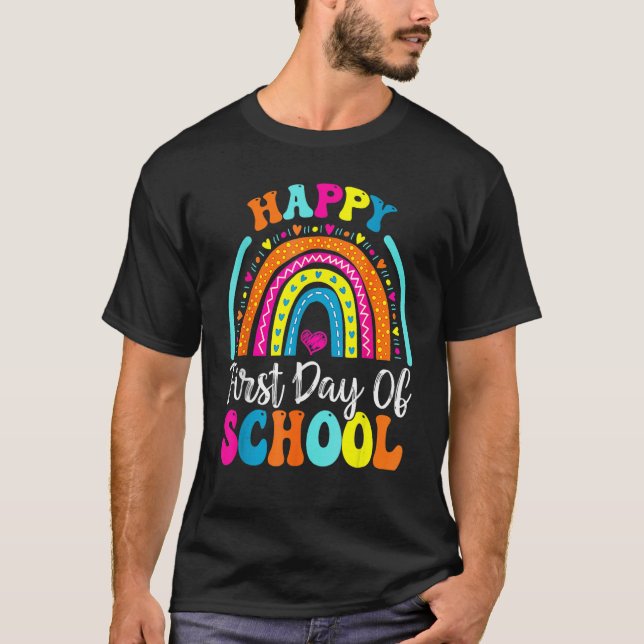 Camiseta Back To School  Happy First Day Of School For Teac (Anverso)