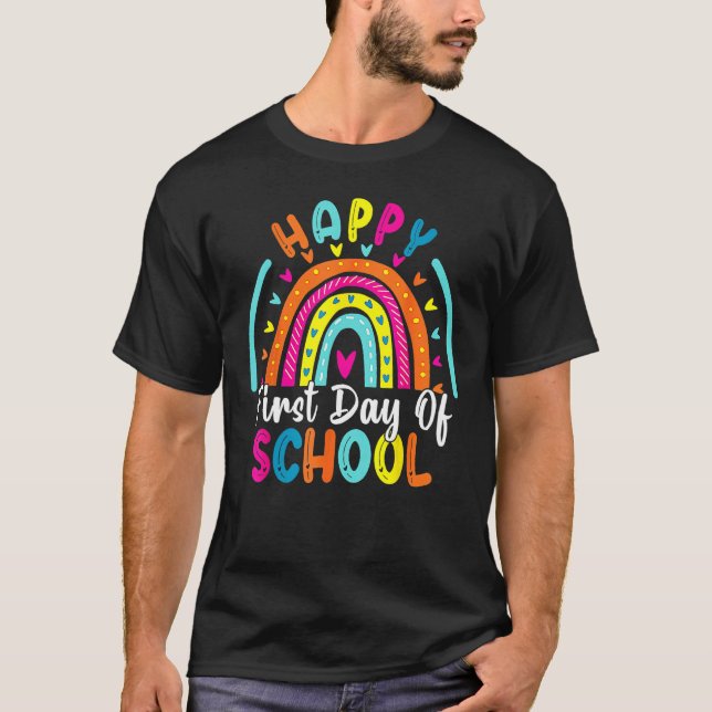Camiseta Back To School  Happy First Day Of School For Teac (Anverso)