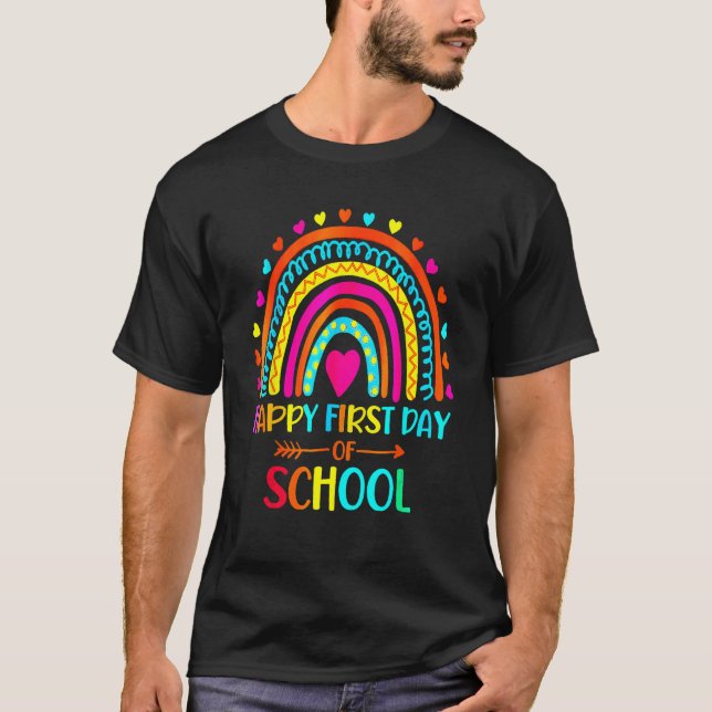 Camiseta Back To School  Happy First Day Of School For Teac (Anverso)