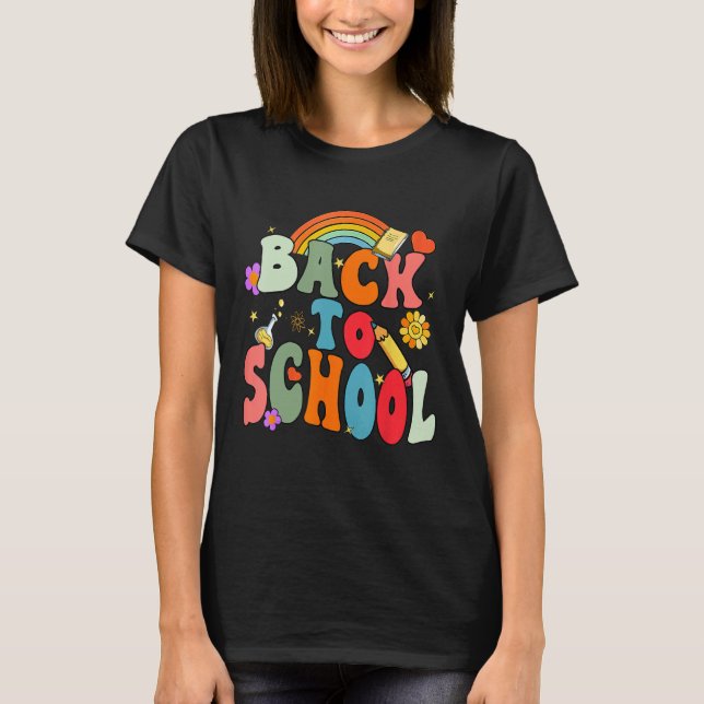 Camiseta Back To School Happy First Day Of School Groovy Te (Anverso)