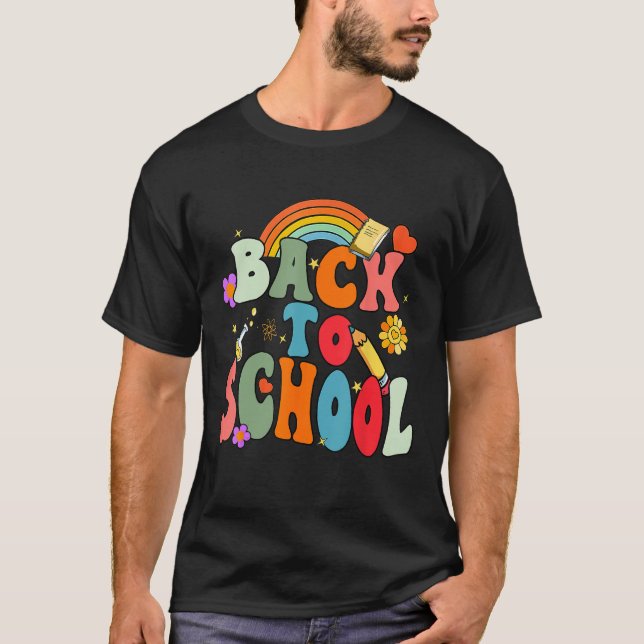 Camiseta Back To School Happy First Day Of School Groovy Te (Anverso)
