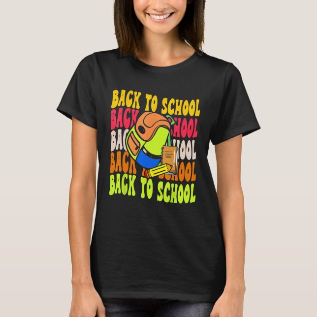 Camiseta Back To School Happy First Day Of School Groovy Te (Anverso)