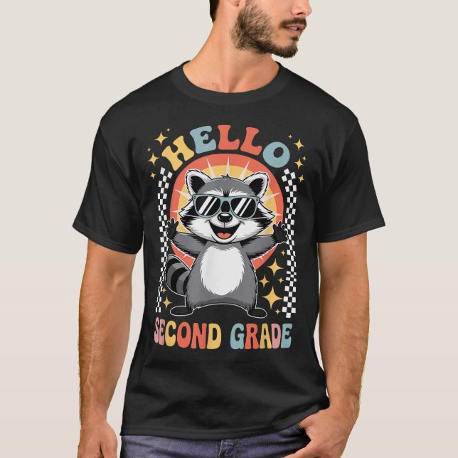 Camiseta Back To School Hello 2Nd Grade Raccoon Second  (Anverso)