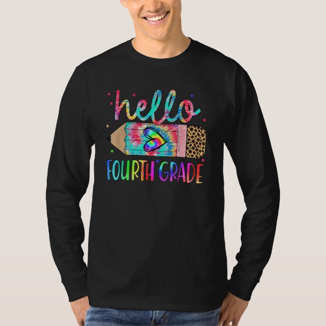 Camiseta Back To School Hello 4th Grade Leopard Tie Dye Pen (Anverso)