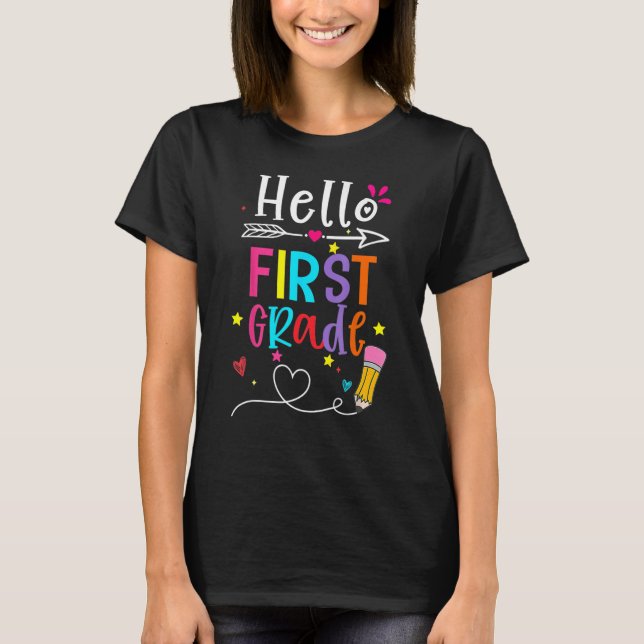 Camiseta Back To School Hello First Grade First Day Boy Gir (Anverso)