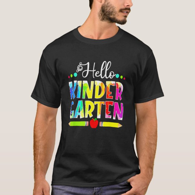 Camiseta Back To School Hello Kindergarten Girls Boys Teach (Anverso)