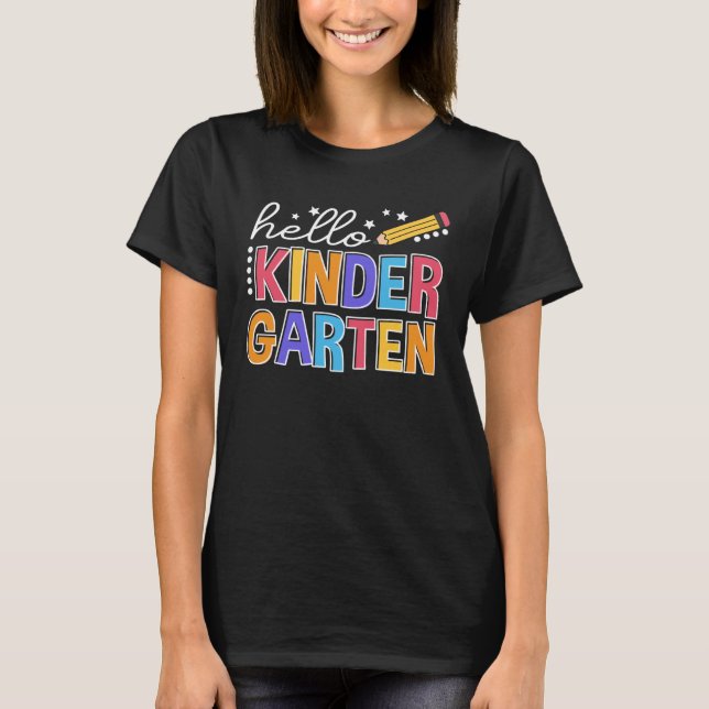 Camiseta Back To School Hello Kindergarten Teacher Student  (Anverso)