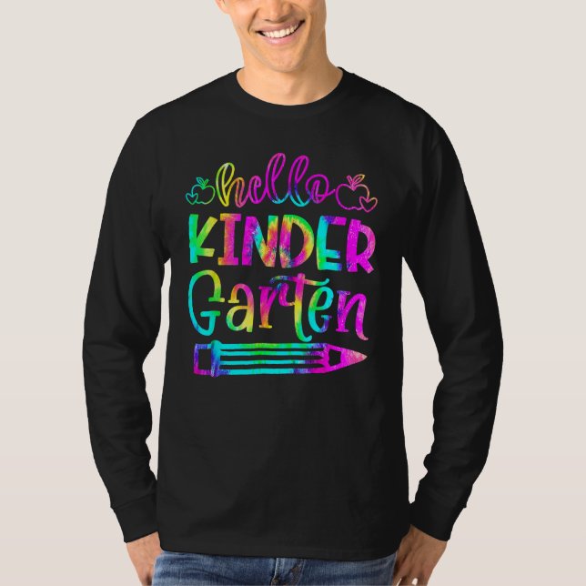 Camiseta Back To School Hello Kindergarten Tie Dye Teacher  (Anverso)