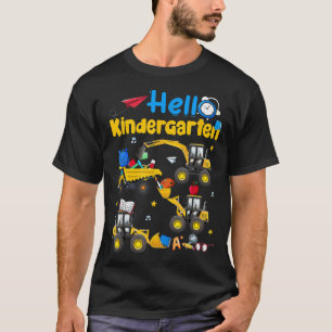 Camiseta Back To School Hello Kindergarten Truck Constructi