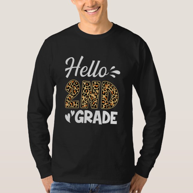 Camiseta Back To School Hello Second Grade 2nd Grade Leopar (Anverso)