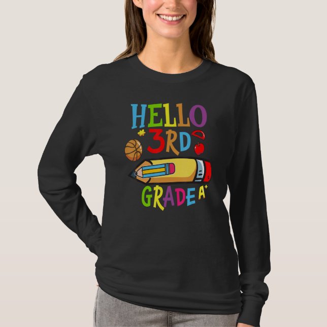 Camiseta Back To School Hello Third 3rd Grade For Kids (Anverso)