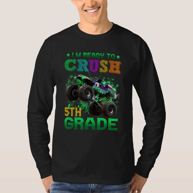 Camiseta Back To School I m Ready to Crush 5th Grade Monste (Anverso)