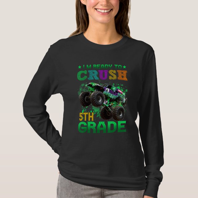 Camiseta Back To School I m Ready to Crush 5th Grade Monste (Anverso)