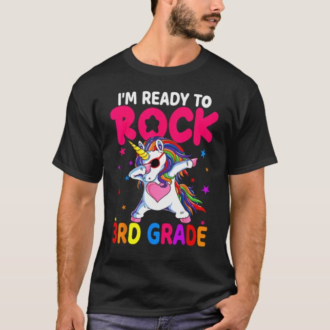 Camiseta Back To School I m Ready To Rock 3rd Grade Dabbing (Anverso)