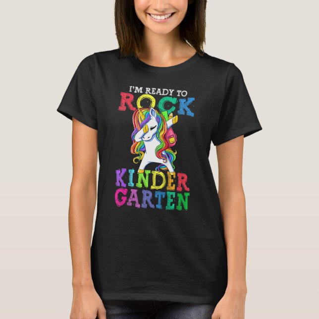 Camiseta Back To School I m Ready To Rock Kindergarten Unic (Anverso)