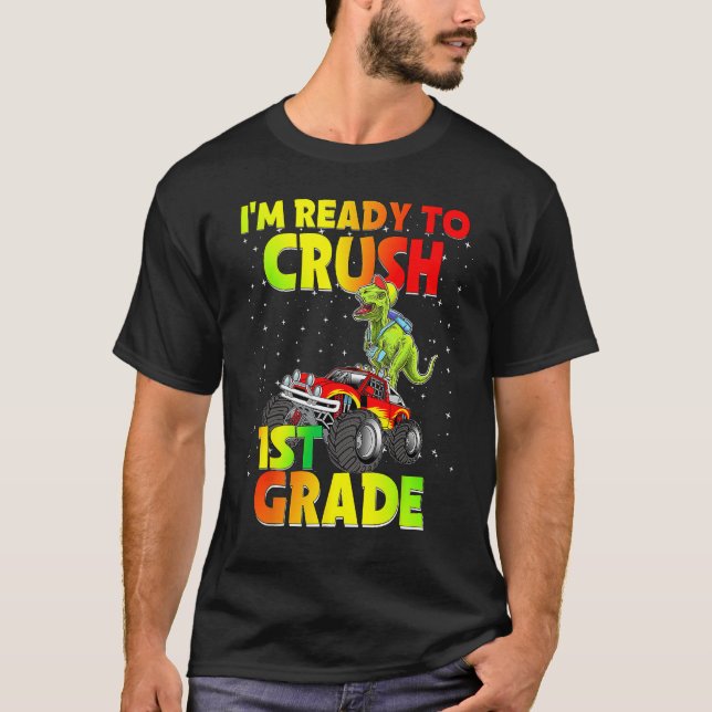 Camiseta Back To School I'm Ready To Crush 1st Grade Dinosa (Anverso)