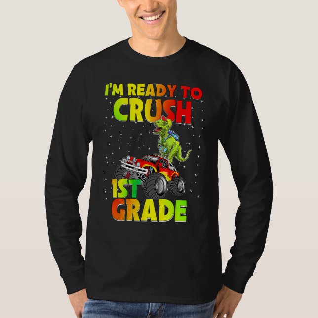 Camiseta Back To School I'm Ready To Crush 1st Grade Dinosa (Anverso)