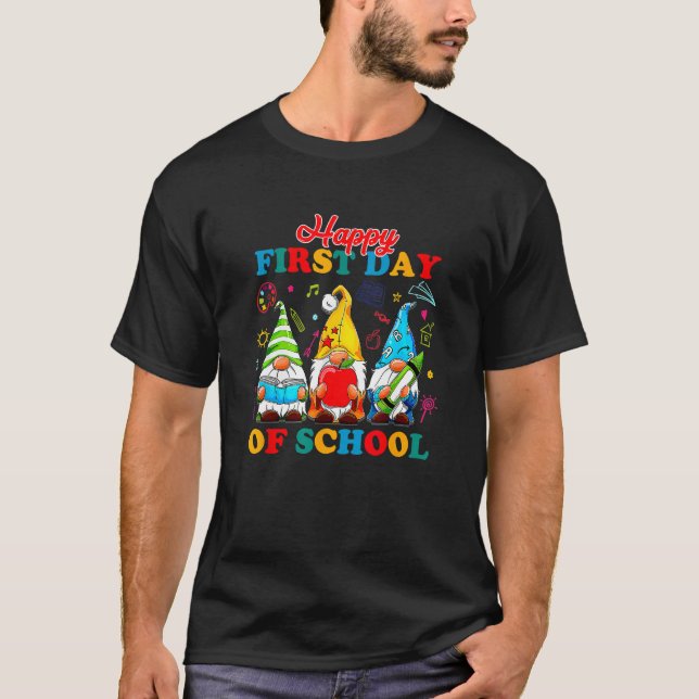 Camiseta Back To School Kids Happy First Day Of School Gnom (Anverso)