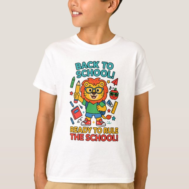 Camiseta Back to School Lion T-Shirt – Rule the School Kids (Anverso)