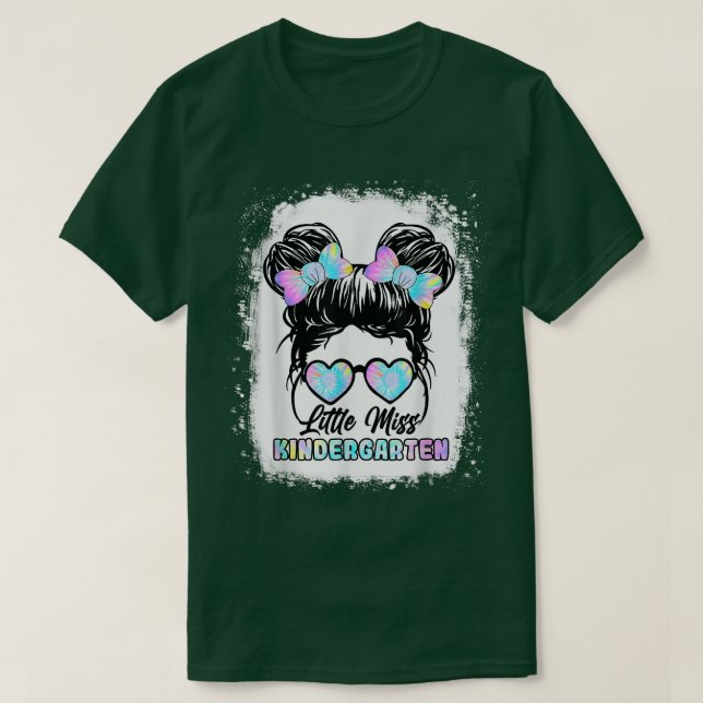 Camiseta Back To School Little Miss Kindergarten Messy Bun  (Diseño del anverso)