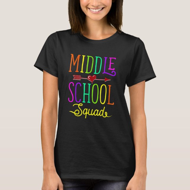 Camiseta Back To School Middle School Squad Teacher Student (Anverso)