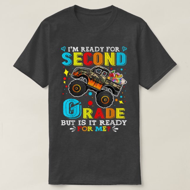Camiseta Back To School Monster Truck I'm Ready For Second  (Diseño del anverso)