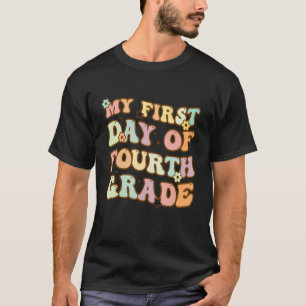 Camiseta Back To School My First Day Of Fourth Grade Color