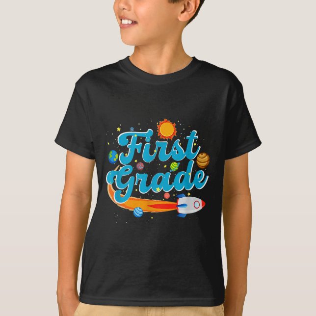 Camiseta Back to school outer space teacher first grade (Anverso)