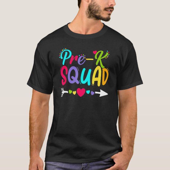 Camiseta Back To School Pre K  Squad Happy First Day Of Sch (Anverso)