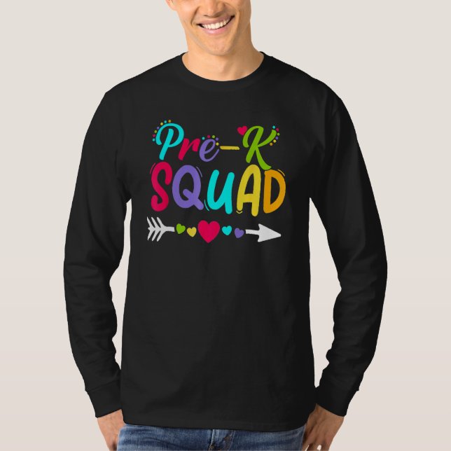 Camiseta Back To School Pre K  Squad Happy First Day Of Sch (Anverso)